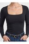 Women's Long Sleeve Square Neck Slim Fit Stretchy Bodysuit - 2