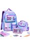 Mojo Girls' Primary and Secondary School Waterproof Luxury School Bag Set Purple - 2