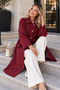 Buttoned Stand Collar Trench Coat A6246 Burgundy - 4