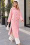 Buttoned Stand Collar Trench Coat A6246 Pink