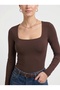 Women's Long Sleeve Square Neck Slim Fit Stretchy Bodysuit - 2