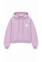 Gray Women's Hooded Sweatshirt with Print Detail on the Back and Hood, 3-Yarn Raster Soft Textured Comfortable Cut, Gray - 5