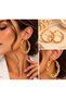 Women's Gold Twisted Design Large Hoop Earrings – Stylish Earrings with Braided Detail - 2