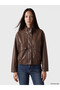 Two Mt Shop Quality Lcw Everyday Brown Faux Leather Plain Loose & Baggy Women's Leather Look Jacket