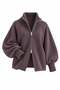 Premium Double-Sided Zippered High Collar Cardigan - Lilac - 3