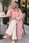 Buttoned Stand Collar Trench Coat A6246 Pink - 3
