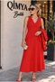 Women's snap long sleeve cardigan sleeveless v neck long basic dress with bouquet - 5