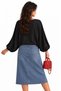 Women's Black Boat Neck Bat Sleeve Blouse - 4