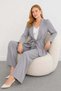 Women's Double-Breasted Side-Tie Long Jacket and Elastic Waist Ankle-Length Trousers Fabric Suit 2150 - 2
