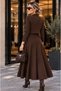Women's snap long sleeve cardigan sleeveless v neck long basic dress with bouquet - 8