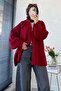 Premium Double-Sided Zippered High Collar Cardigan - Red