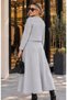 Women's snap long sleeve cardigan sleeveless v neck long basic dress with bouquet - 8