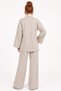 Beige Double-Breasted Tie-Dye Slim Ribbed Knitwear Set - 6