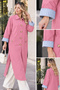 Buttoned Stand Collar Trench Coat A6246 Pink - 5