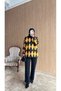 Women's Diamond Patterned Oversized Striped Sweater - 3