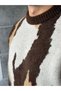 Camouflage Patterned Crew Neck Knitwear Sweater a Brown - 2