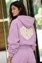 Gray Women's Hooded Sweatshirt with Print Detail on the Back and Hood, 3-Yarn Raster Soft Textured Comfortable Cut, Gray - 4