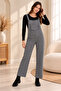 Plna6150 – Houndstooth Patterned Wide Leg Salopet - Black - 5