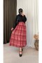 Plaid Pattern Skirt Suit - 8125 - Burgundy - 3