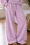 Women's Pink High Waist Elastic Pocketed Wide Leg Relaxed Fit Heart-Shaped Lace Detailed Three Yarn Cotton Fabric Pants - 3
