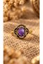 Vintage Adjustable Copper Women's Ring with Amethyst Natural Stone - 2