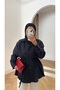 Women's Front-Seamed and Buttoned Waist-Tied Hijab Modal Shirt - Navy Blue - 4
