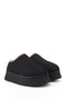 Women's Black Suede Red W Tazz Thick Soled Fur Slippers - 3