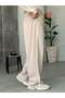Knitted Stripe Detailed Zippered Suit Cream - 6