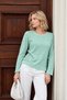 Women's Crew Neck Lace Back Detailed Knit Sweater - 2