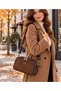 Women's Suede 5-Compartment Shoulder and Crossbody Bag (Size 27X18 cm)