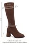 Women's Brown Suede Zippered Thick Heeled Boots - 3