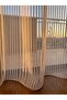 Off-White Tulle with Corded Stripes, Silver Glitter 1/3 Dense Pleated Curtain