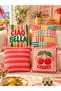 Set of 4 Cushion Covers 43X43 cm Cherry Patterned Colorful Striped Retro Bohemian Decorative Pillowcases