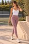 Women's Cotton Modal Thin Strap Undershirt and High Waist Ribbed Leggings 2-Piece Set White-Light Plum