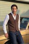 Men's Knitwear Brown Vest Fine Textured Buttoned V-Neck Steel Knit Classic Pattern - 5443Ls