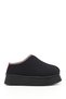 Women's Black Suede Red W Tazz Thick Soled Fur Slippers
