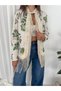 Women's Printed Satin Floral Patterned Tassel Embroidered Jacket - 7
