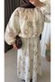 Floral Embroidered Skirt Set -3254 - Cream - 3