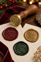 New Year Themed Brass Candle Seal with Wooden Handle - 2.5 cm Diameter, Happy New Year Calligraphic Written Seal - 7