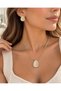 Drop Stone Necklace Earring Set Gold Color Plated Stylish Jewelry Set with Coffee & Color Options - 7