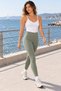 Women's Cotton Modal Thin Strap Tank Top and High Waist Ribbed Leggings 2-Piece Set White-Green