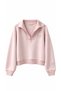 Women's Pink Stand Collar Embroidery Detailed 3-Thread Sweatshirt - 5