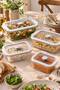Set of 4 Glass Storage Containers with Gray Leak-Proof Lids and Air Release Valves 2620 ml + 1380 ml + 800 ml + 470 ml - 2