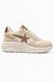Star Stone Laced Leather Sports Shoes; Beige - 2
