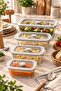 Set of 4 Glass Storage Containers with Gray Leak-Proof Lids and Air Release Valves 2620 ml + 1380 ml + 800 ml + 470 ml