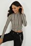 Women's Stone Half Fisherman Zebra Pattern Blouse LPP1133 - 5