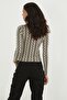 Women's Stone Half Fisherman Zebra Pattern Blouse LPP1133 - 8