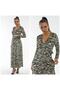 Zebra Patterned Velvet Dress with Belt - 2