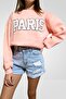 Pembe Nakışlı Basic Örme Şardonlu Sweatshirt - 5