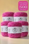 Fuchsia - Lilac, Twisted, Low-Pile Winter Knitting Yarn Set (Total 500 Gr.)